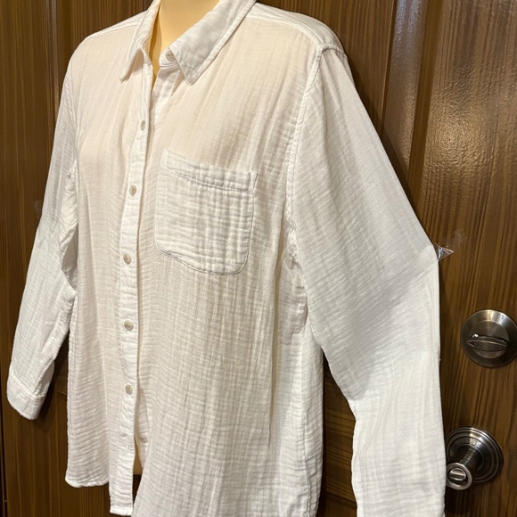 Gauze Long Sleeve Collared Button-Down Shirt - Universal Thread  Women's S - Picture 5 of 11